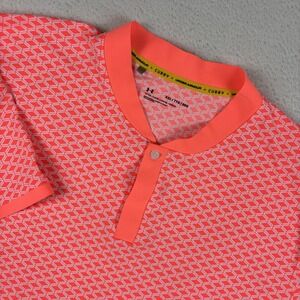 CURRY x UNDER ARMOUR Mens Blade Collar Polo Shirt 2XL Neon Geometric Print Golf